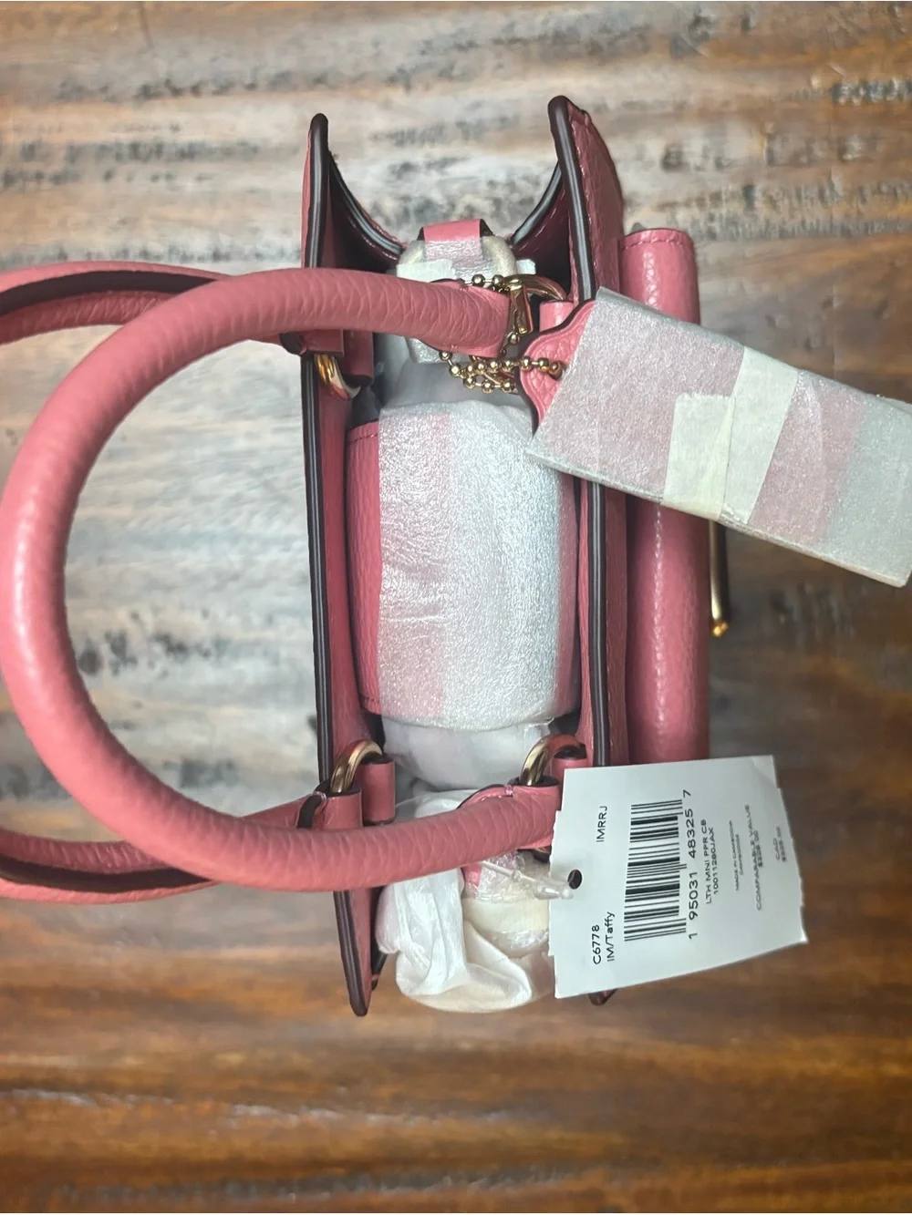 Coach Pink Pebbled Leather Mini Satchel with Gold-Tone Plaque